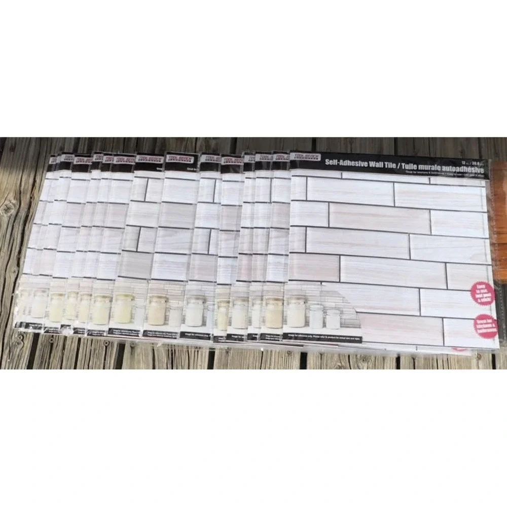 Dollar Tree Peel N' Stick White Light Gray 12x12 Tiles